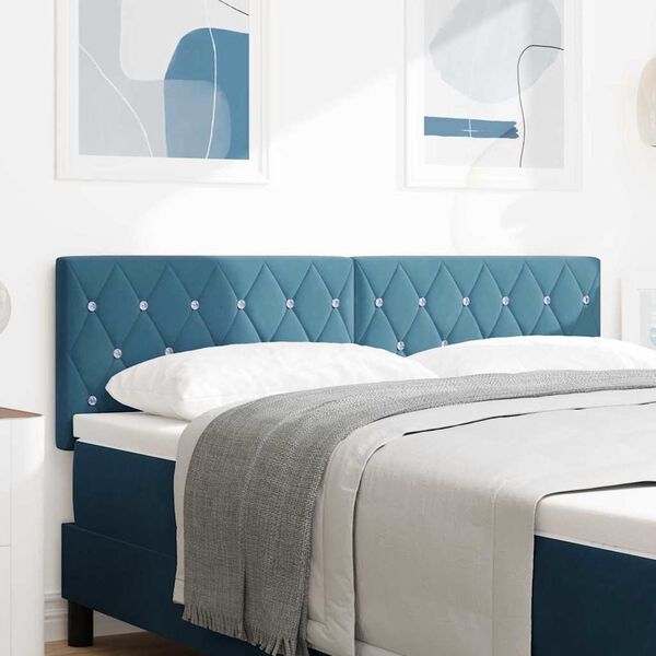 vidaXL T&ecirc;te de lit LED avec t&ecirc;te de lit Bleu fonc&eacute; 144 cm Polyester