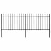 vidaXL Cl&ocirc;ture de jardin avec dessus en forme de lance 337x120 cm noir
