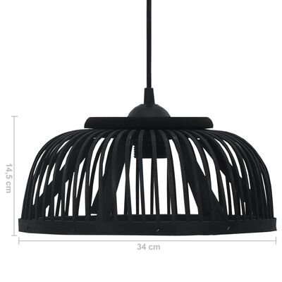 vidaXL Lampe suspendue Noir Bambou 40 W 34x14,5 cm Demi-cercle E27