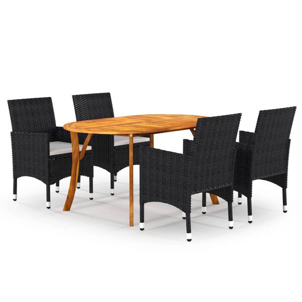 vidaXL Ensemble &agrave; manger de jardin 5 pcs Noir