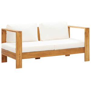 vidaXL Canap&eacute; de jardin avec coussin 140 cm Acacia solide Blanc cr&egrave;me
