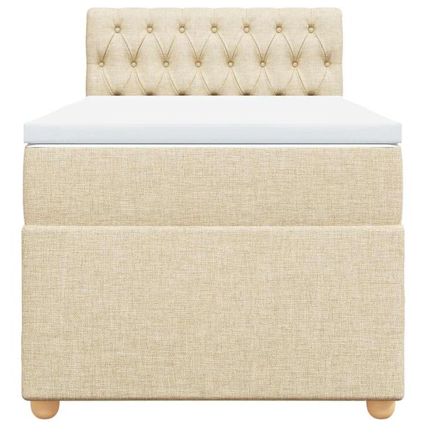 vidaXL Sommier &agrave; lattes de lit avec matelas Cr&egrave;me 80x200 cm Tissu