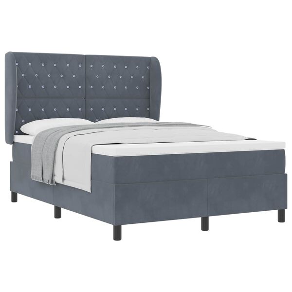 vidaXL Lit &agrave; ressorts avec matelas Gris fonc&eacute; 200 x 140 cm Velours