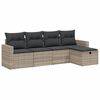 vidaXL Salon de jardin 5 pcs avec coussins gris clair r&eacute;sine tress&eacute;e