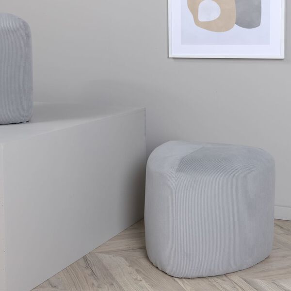 Venture Home Pouf Peg 46x46x41 cm Velours c&ocirc;tel&eacute; Gris