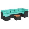 vidaXL Salon de jardin 8 pcs avec coussins noir r&eacute;sine tress&eacute;e