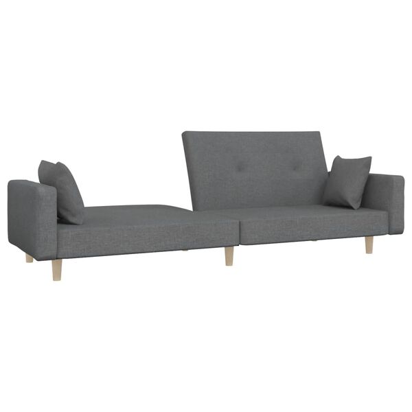 vidaXL Canap&eacute;-lit &agrave; 2 places avec deux oreillers gris clair tissu