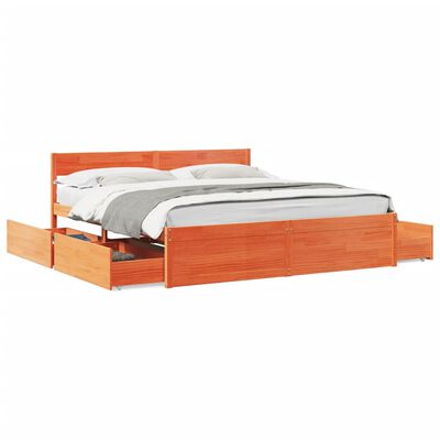 vidaXL Cadre de lit sans matelas cire marron 200x200cm bois pin massif