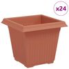 vidaXL Pot de Fleurs Carr&eacute; 24 pc Rouge brique 16 x 16 x 14 cm