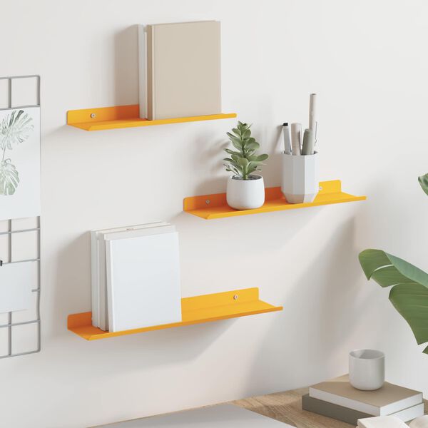 vidaXL &Eacute;tag&egrave;re flottante 3 pcs Jaune moutarde 40 x 9 x 2,5 cm Acier