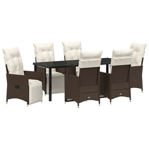 vidaXL Ensemble de salle &agrave; manger pour jardin 7 pcs Marron polyrotin