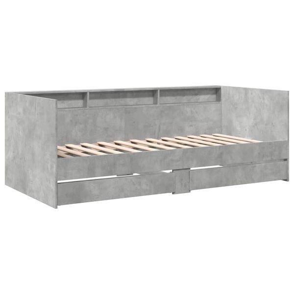 vidaXL Lit de jour avec tiroirs sans matelas gris b&eacute;ton 75x190 cm
