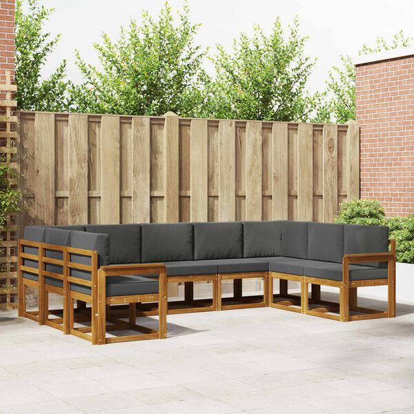vidaXL Ensemble de canap&eacute;s d'ext&eacute;rieur 9 pcs Naturel et Anthracite