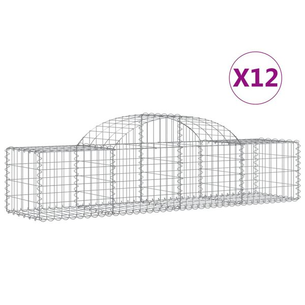 vidaXL Paniers &agrave; gabions arqu&eacute;s 12 pcs 200x50x40/60 cm fer galvanis&eacute;