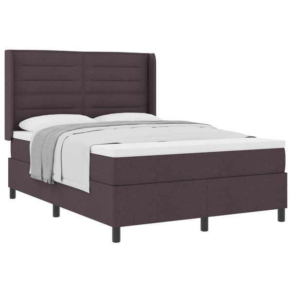 vidaXL Lit &agrave; ressorts avec matelas Marron fonc&eacute; 140 x 200 cm tissu