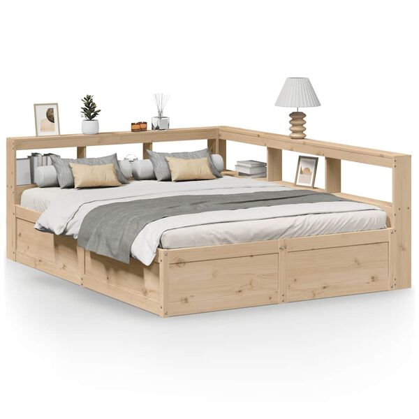 vidaXL Lit biblioth&egrave;que sans matelas 150x200 cm bois massif de pin