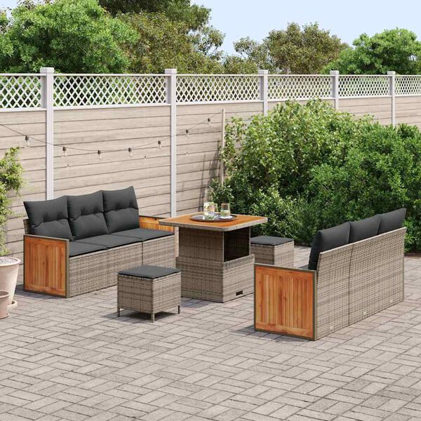 vidaXL Ensemble de canap&eacute; de jardin avec coussin 11 pcs Gris polyrotin