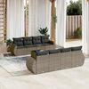 vidaXL Salon de jardin 9 pcs avec coussins gris r&eacute;sine tress&eacute;e
