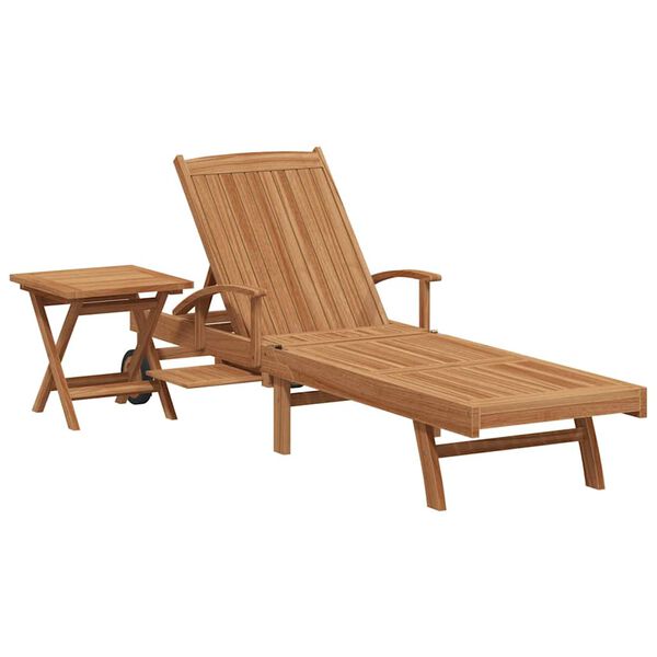 vidaXL Chaise longue avec coussin 2 pcs Marron Bois de teck massif