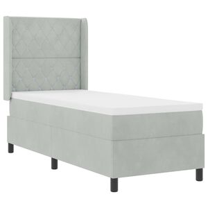vidaXL Lit &agrave; ressorts avec matelas Gris clair 80 x 200 cm Velours
