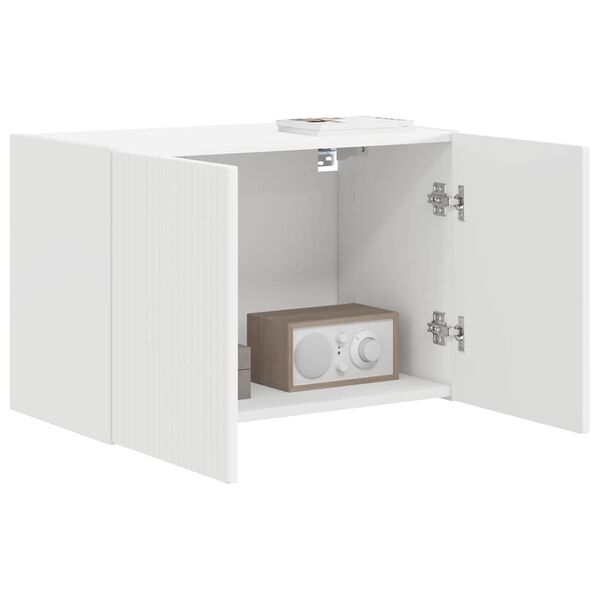 vidaXL Meuble TV mural Blanc 59,5 x 31 x 40 cm Bois d'ing&eacute;nierie