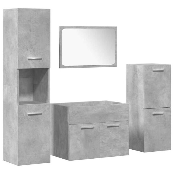 vidaXL Ensemble de meubles de salle de bain 4 pcs gris b&eacute;ton