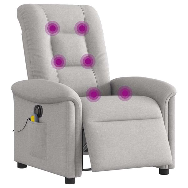 vidaXL Fauteuil de massage inclinable électrique gris nuage tissu