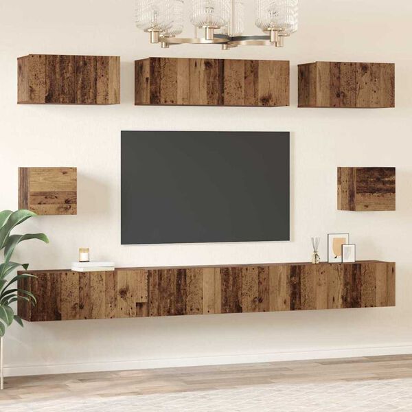 vidaXL Ensemble meuble TV 8 pcs Bois Ancien Bois d'ing&eacute;nierie