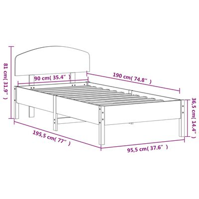 vidaXL Cadre de lit sans matelas blanc 90x190 cm bois de pin massif