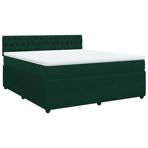 vidaXL Sommier &agrave; lattes de lit et matelas Vert fonc&eacute; 180x200cm Velours