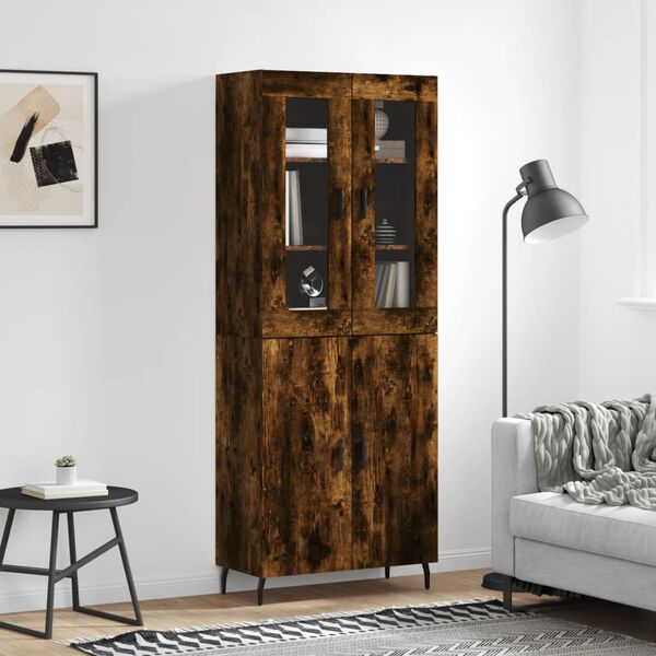 vidaXL Buffet haut Ch&ecirc;ne fum&eacute; 69,5x34x180 cm Bois d'ing&eacute;nierie