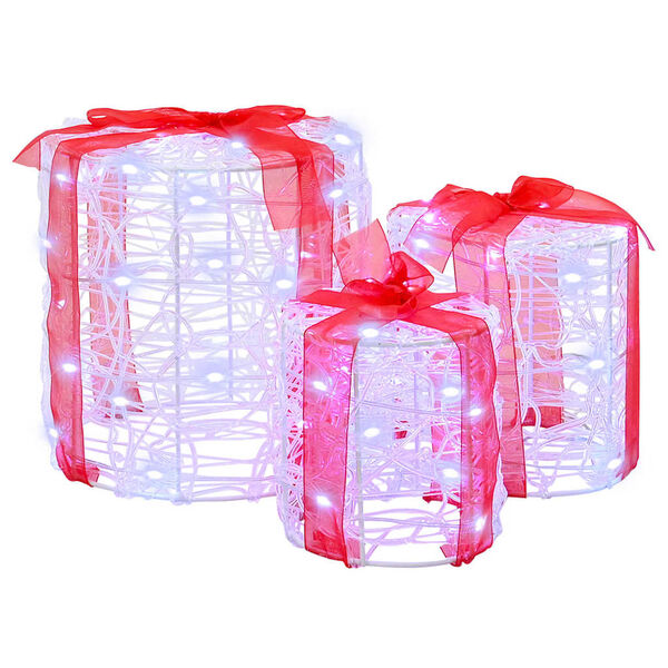 vidaXL D&eacute;coration de bo&icirc;te cadeau 3 pcs Blanc froid 20 x 20 x 21 cm