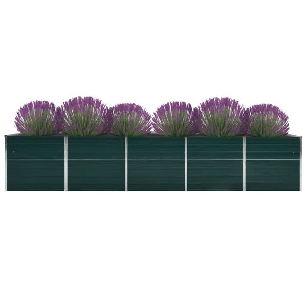 vidaXL Lit sur&eacute;lev&eacute; de jardin Acier galvanis&eacute; 400x80x77 cm Vert