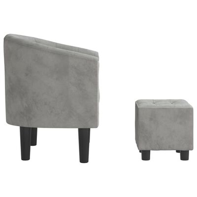 vidaXL Fauteuil avec repose-pied gris clair velours