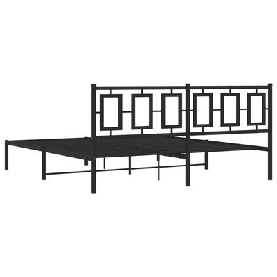 vidaXL Cadre de lit métal sans matelas avec tête de lit noir 183x213cm