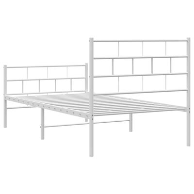 vidaXL Cadre de lit métal sans matelas avec pied de lit blanc 90x200cm