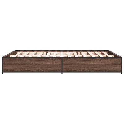 vidaXL Cadre de lit chêne marron 135x190 cm bois d'ingénierie et métal