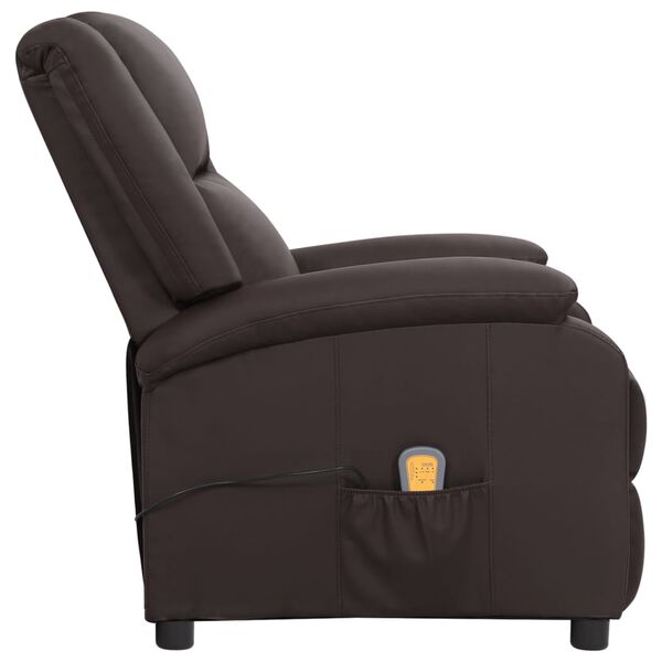 vidaXL Fauteuil de massage marron cuir v&eacute;ritable