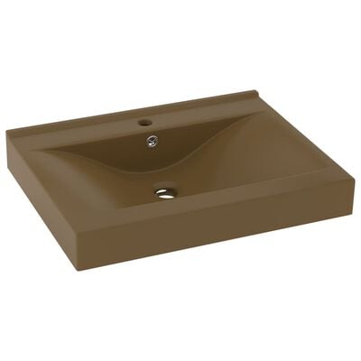 vidaXL Lavabo avec trou de robinet Crème mat 60x46 cm Céramique