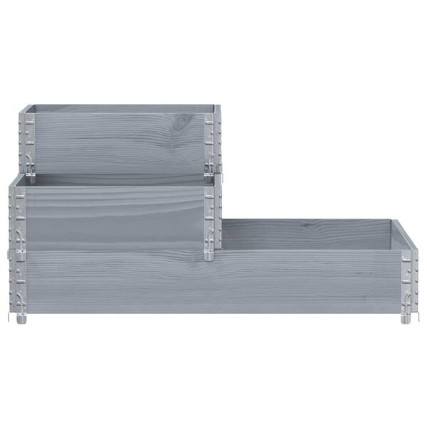 vidaXL Lit sur&eacute;lev&eacute; &agrave; 3 niveaux gris 120x80 cm bois de pin massif