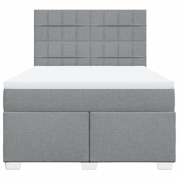 vidaXL Sommier &agrave; lattes de lit avec matelas Gris clair 160x200cm Tissu