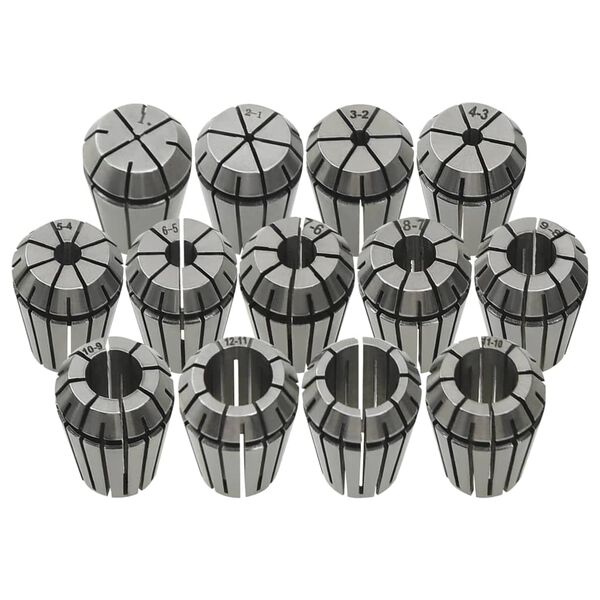 vidaXL Douilles de serrage ER20 13 pcs Ensemble d'outils de tournage