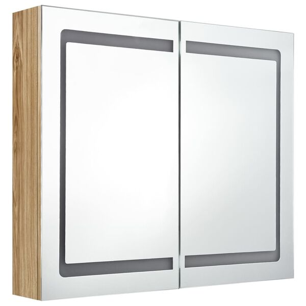vidaXL Armoire de salle de bain &agrave; miroir LED Ch&ecirc;ne 80x12x68 cm