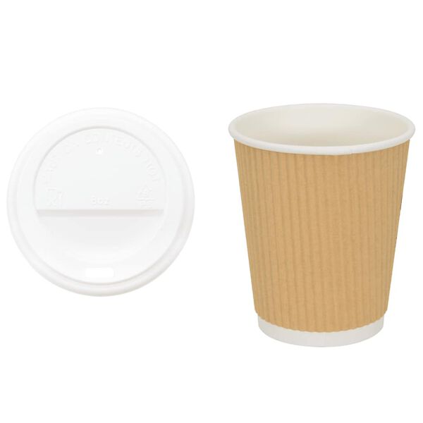 vidaXL Tasses &agrave; caf&eacute; en papier avec couvercles 1000 pcs 8oz 200ml