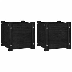 vidaXL Jardini&egrave;res d'ext&eacute;rieur 2 pcs Noir 31x31x31 cm Bois de pin