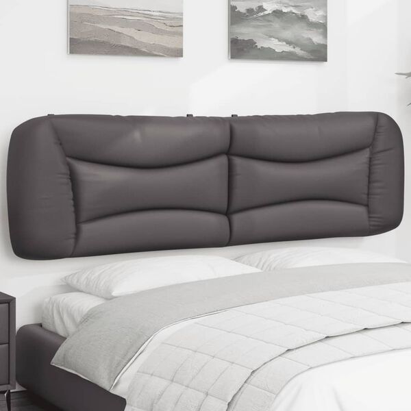 vidaXL Coussin de t&ecirc;te de lit Hvar gris 180 cm similicuir