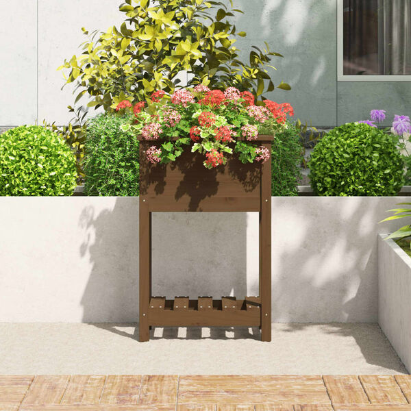 vidaXL Jardini&egrave;re avec &eacute;tag&egrave;re Marron miel 54x34,5x81 cm Bois de pin