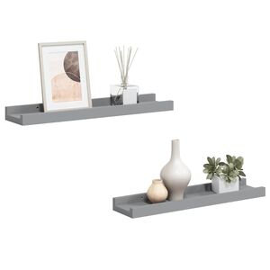 vidaXL &Eacute;tag&egrave;res &agrave; rebord pour cadre photo 2 pcs Gris 40x9x3 cm MDF