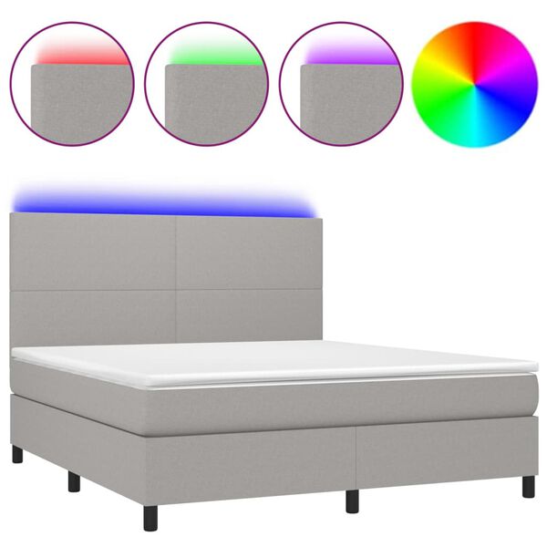 vidaXL Sommier &agrave; lattes de lit et matelas et LED Gris clair 160x200 cm