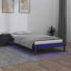 vidaXL Cadre de lit &agrave; LED sans matelas gris 90x200 cm bois massif